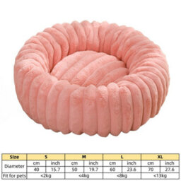 Pink Fluffy Donut Dog Bed Round Calming Pet Cushion Soft Plush Puppy Bed Cats & Dogs 70Cm Diameter - thumbnail 2