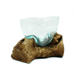 Molten Glass Arfully Misshapen Bowl On Wood