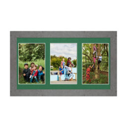 AK Frames 40X20Cm Marble Grey Modern Multi Photo Frame With Emerald Mount - Holds 3 Apertures (3X) 6X4 Photos