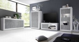 FurniComp LTD Furnicomp Selene Large 2 Door 2 Drawer White Gloss And Concrete Grey Tv Unit - thumbnail 3