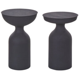 Beliani Set Of 2 Side Tables Cota/tenjo Metal Black