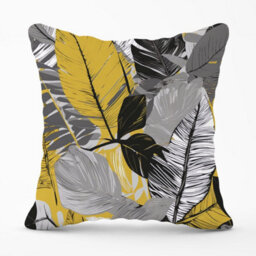 Warren Reed Designer Grey Yellow Floral Leaves Outdoor Cushion 45Cm X 45Cm - thumbnail 1