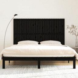 Berkfield Wall Headboard Black 185X3X110 Cm Solid Wood Pine - thumbnail 3