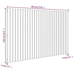 Berkfield Wall Headboard Black 185X3X110 Cm Solid Wood Pine - thumbnail 8
