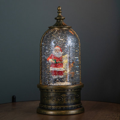 Samuel Alexander 29Cm Battery Operated Light Up Led Christmas Cloche Water Spinner With Santa & Deer Scene - image 1