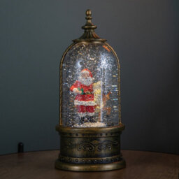 Samuel Alexander 29Cm Battery Operated Light Up Led Christmas Cloche Water Spinner With Santa & Deer Scene - thumbnail 1