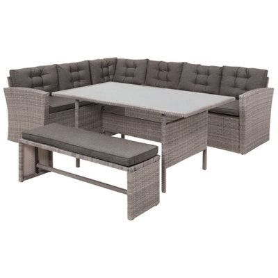 Beliani Garden Lounge Set With Table 8 Seater Viterbo With Cushions Pe Rattan Grey - image 1