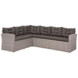 Beliani Garden Lounge Set With Table 8 Seater Viterbo With Cushions Pe Rattan Grey - thumbnail 5