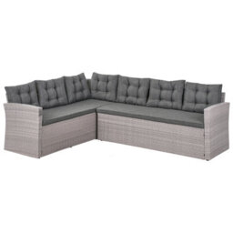 Beliani Garden Lounge Set With Table 8 Seater Viterbo With Cushions Pe Rattan Grey - thumbnail 4