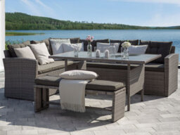 Beliani Garden Lounge Set With Table 8 Seater Viterbo With Cushions Pe Rattan Grey - thumbnail 2
