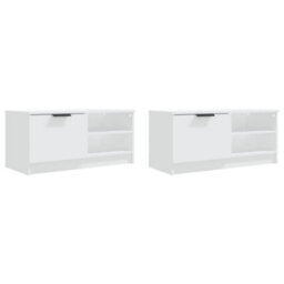 Berkfield Tv Cabinets 2 Pcs White 80X35X36.5 Cm Engineered Wood - thumbnail 4