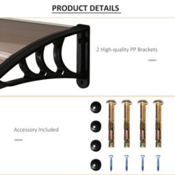 Outsunny Outdoor Window Door Canopy Fixed Awning Porch Uv Water Cover Brown - thumbnail 5