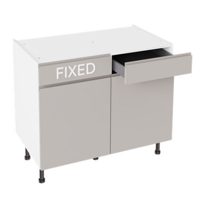 Kitchen Kit Drawerline Base Cabinet 1000mm J-Pull - Gloss Light Grey - image 1