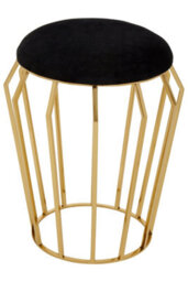 Premier Housewares Interiors By Premier Black Velvet And Gold Finish Frame Stool, Airy Design Contemporary Ottoman With Velvet Seat, Ottoman - thumbnail 2
