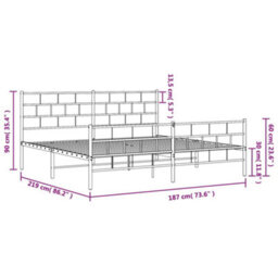 Berkfield Metal Bed Frame With Headboard And Footboard White 183X213 Cm - thumbnail 9