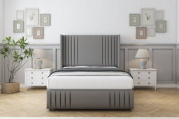 "Sloomy Camden Pewter Dumfries Divan Bed Base No Drawers-54"" Wingback Headboard12""-Footboard 2'6 Small Single" - thumbnail 2