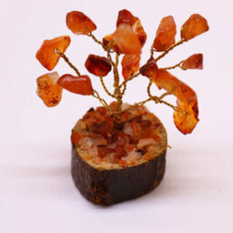 Serenityy Mini Carnelian Gemstone Tree On Wood Base - 15 Stones, 6 Cm Decorative Crystal Ornament - thumbnail 6
