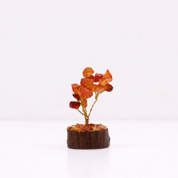 Serenityy Mini Carnelian Gemstone Tree On Wood Base - 15 Stones, 6 Cm Decorative Crystal Ornament - thumbnail 2