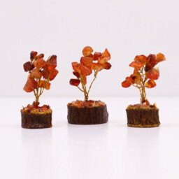 Serenityy Mini Carnelian Gemstone Tree On Wood Base - 15 Stones, 6 Cm Decorative Crystal Ornament - thumbnail 4