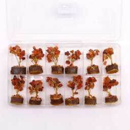 Serenityy Mini Carnelian Gemstone Tree On Wood Base - 15 Stones, 6 Cm Decorative Crystal Ornament - thumbnail 3