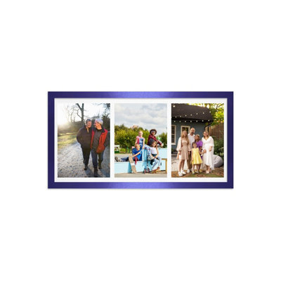AK Frames 16X8 Oak Sleek Multi Photo Frame With White Mount - Holds 3 Apertures (3X) 7X5 Photos - image 1