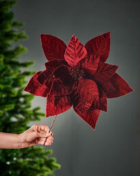 Werchristmas Burgundy Oversized Artificial Poinsettia Flower 46 Cm - thumbnail 4