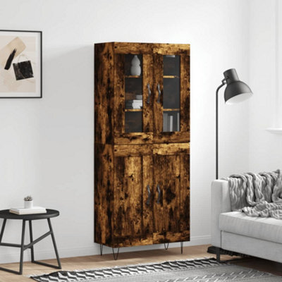 Berkfield Highboard Smoked Oak 69.5X34X180 Cm Engineered Wood - image 1