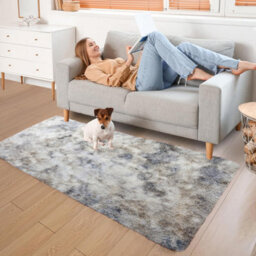 Ameha Tye Dye Light Grey Shaggy Rug For Hallway Soft Fluffy Runner Bedside Runner For Kids Room, 60X220Cm - thumbnail 2