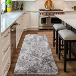 Ameha Tye Dye Light Grey Shaggy Rug For Hallway Soft Fluffy Runner Bedside Runner For Kids Room, 60X220Cm - thumbnail 5