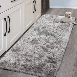Ameha Tye Dye Light Grey Shaggy Rug For Hallway Soft Fluffy Runner Bedside Runner For Kids Room, 60X220Cm - thumbnail 4