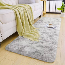Ameha Tye Dye Light Grey Shaggy Rug For Hallway Soft Fluffy Runner Bedside Runner For Kids Room, 60X220Cm - thumbnail 7