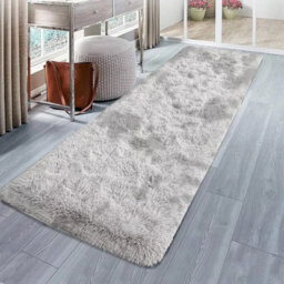 Ameha Tye Dye Light Grey Shaggy Rug For Hallway Soft Fluffy Runner Bedside Runner For Kids Room, 60X220Cm - thumbnail 8