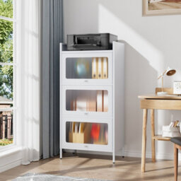 Thehotsale Metal File Cabinet For Home Office Storage White Cabinet With 3 Shelves - thumbnail 2