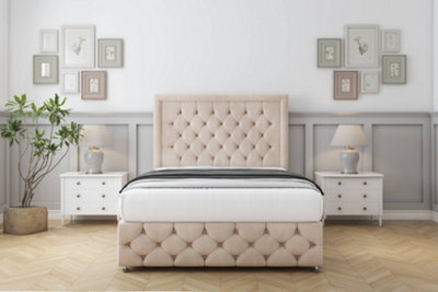 "Sloomy Vienna Sand Naples Divan Bed Set 4 Drawers With 26"" Strutted & 12"" Footboard 5' King" - image 1