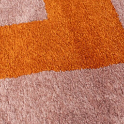 The Rugs Joli Orange And Pink Geometric Rug Soft Dense Pile Easy To Clean And Pet Friendly For Living Rooms And Bedrooms - thumbnail 5