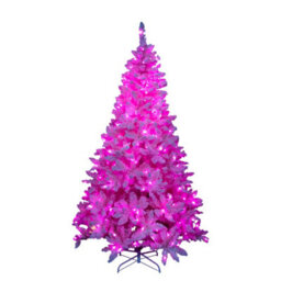 Shatchi Pre-Lit Pink Flocked Christmas Tree - 404 Tips With 174 Led Lights, Snowy Finish - thumbnail 3