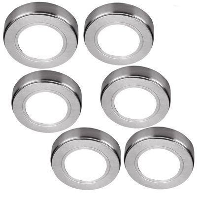 6-Pack Chrome Round Under Cabinet Led Light Kit - Natural White 240V Mains Powered - image 1