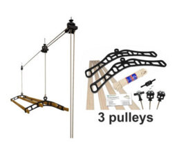 6 Lath Victorian Ceiling Mounted Black Clothes Airer Kit With Additional Pulley  - 1.6M Long By Lowenergie - thumbnail 3