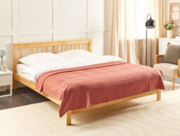 Beliani Bedspread Maraka Cotton 200 X 220 Cm Light Red - thumbnail 2