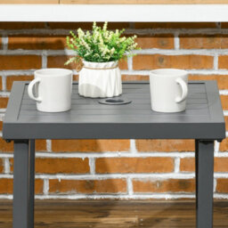 Outsunny Garden Side Table Coffee Table With Umbrella Hole For Patio Balcony - thumbnail 7