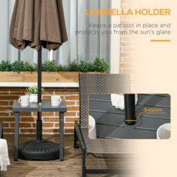 Outsunny Garden Side Table Coffee Table With Umbrella Hole For Patio Balcony - thumbnail 4