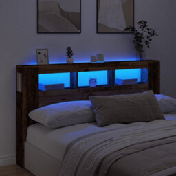 Berkfield Led Headboard Old Wood 180X18.5X103.5 Cm Engineered Wood - thumbnail 1
