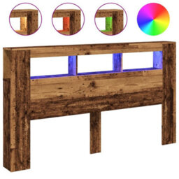 Berkfield Led Headboard Old Wood 180X18.5X103.5 Cm Engineered Wood - thumbnail 2