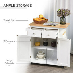 Wyld Haus Rubberwood Top Kitchen Island On Wheels With Drawers, Cabinet, Spice Rack And Shelves - White And Natural Wood - thumbnail 6