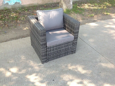 Fimous Rattan Single Sofa Arm Chair Patio Outdoor Garden Furniture With Thick Cushion - image 1