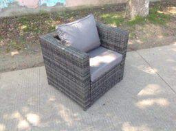 Fimous Rattan Single Sofa Arm Chair Patio Outdoor Garden Furniture With Thick Cushion - thumbnail 2
