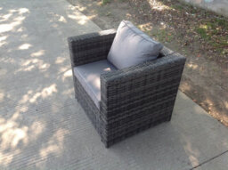 Fimous Rattan Single Sofa Arm Chair Patio Outdoor Garden Furniture With Thick Cushion - thumbnail 4
