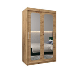 Arte Uppsala T3 Sliding Door Wardrobe 120Cm In Oak Artisan - Compact Mirrored Storage With Natural Warmth - thumbnail 2