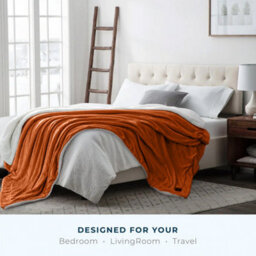 Ameha Sherpa Fleece Blanket Rust Reversible Throw Soft Thick & Warm For Sofa Bed & Travel King 200X240Cm - thumbnail 9
