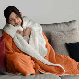 Ameha Sherpa Fleece Blanket Rust Reversible Throw Soft Thick & Warm For Sofa Bed & Travel King 200X240Cm - thumbnail 3